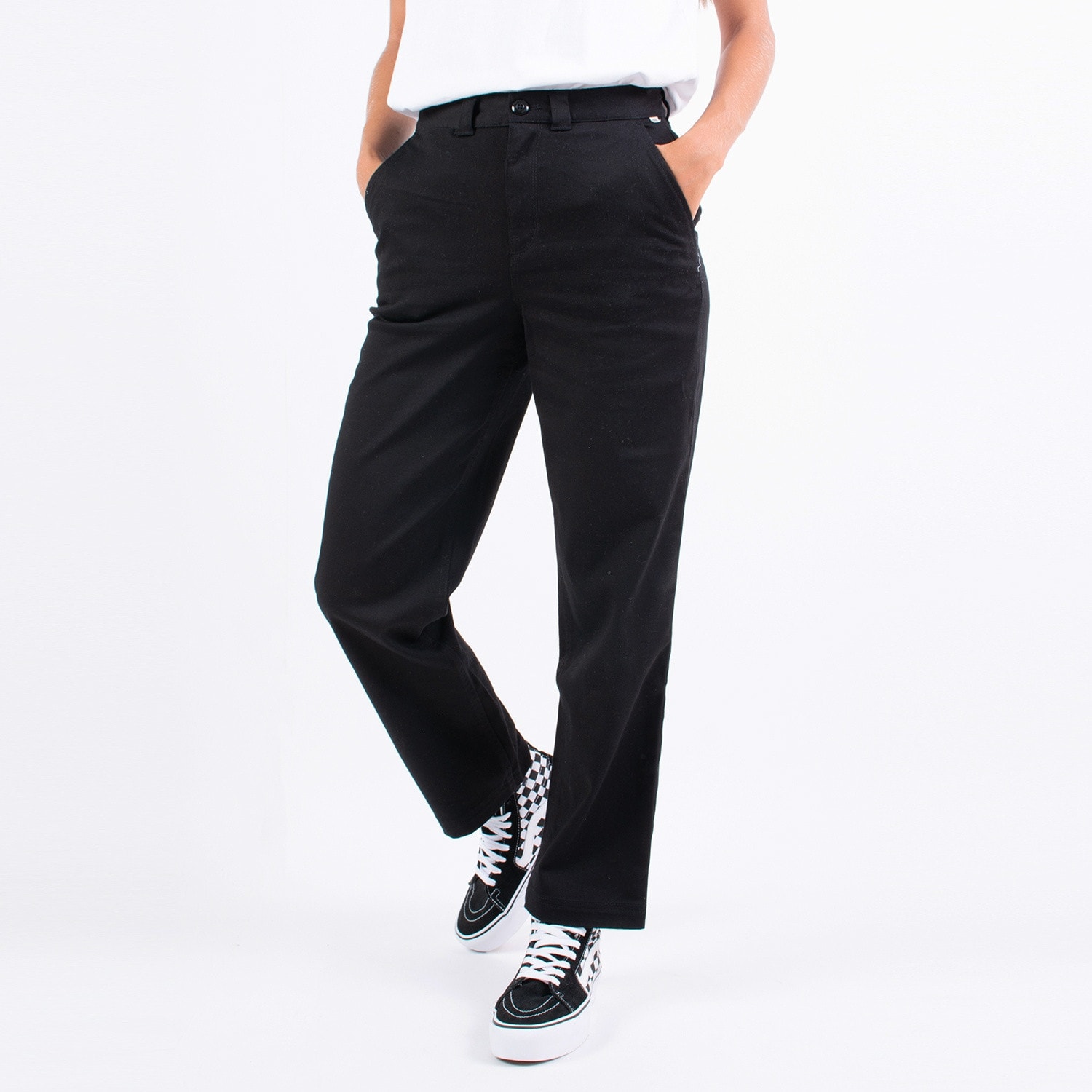 vans black chinos