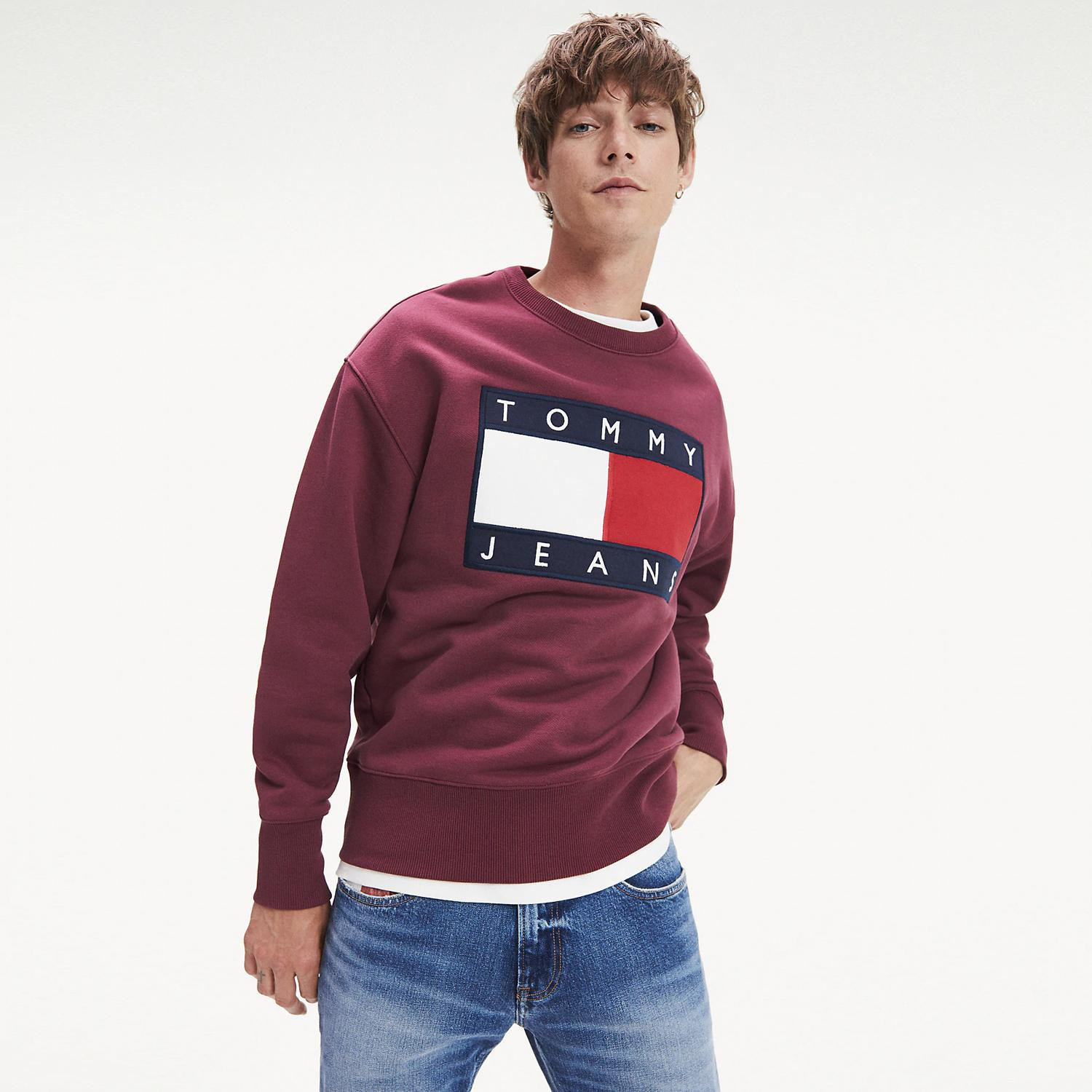tommy jeans flag crew