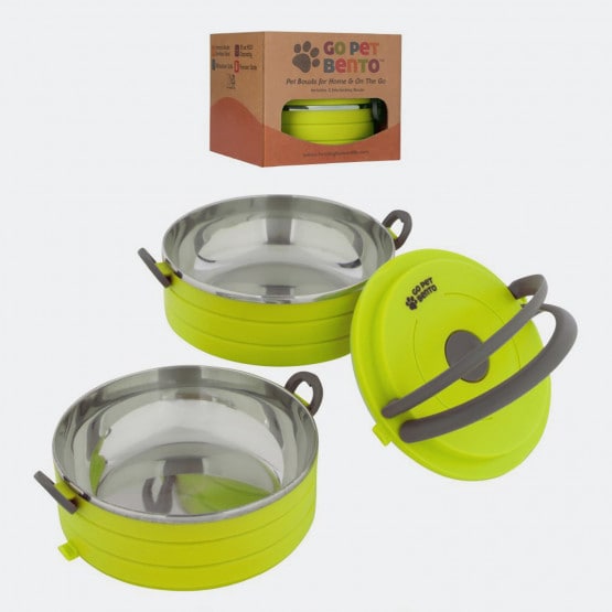 Healthy Human Travel Pet Bento Σετ 2 Δοχείων Φαγητού για Κατοικίδια