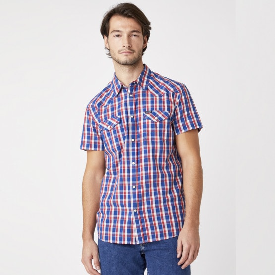 Wrangler Western Shirt In Cerulean Blue Ανδρικό Κοντομάνικο Πουκάμισο