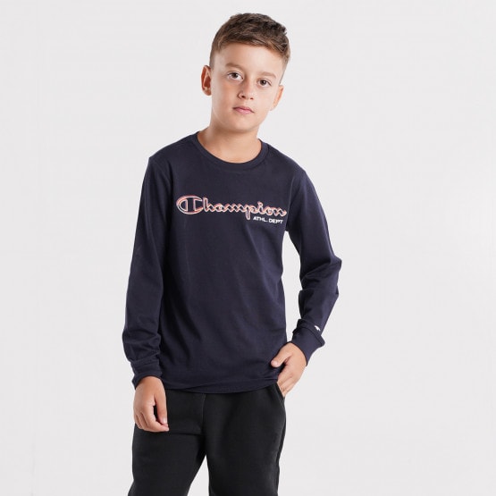 Champion Long Sleeve Crewneck Kids' T-Shirt Blue 305789-BS501