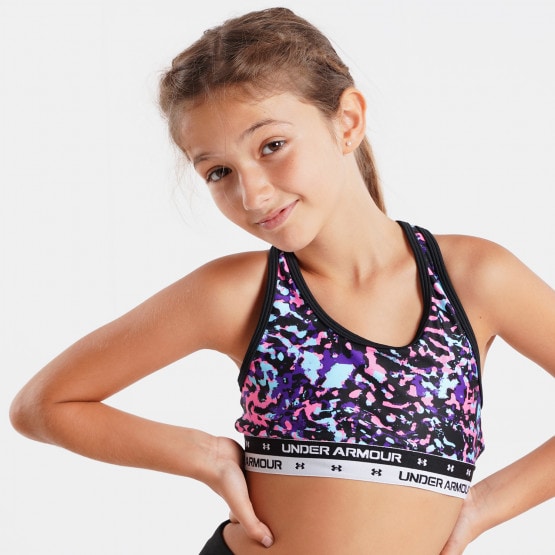 Under Armour (Kids) Girls' Black/Multi Printed Crossback Sports Bra  (1364630) XL 