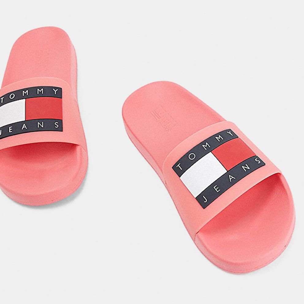 Tommy Jeans Flag Women s Pool Slides Pink EN0EN01889 Sostenible Tommy hilfiger Samarreta Maniga Curta Heritage V Neck TIJ
