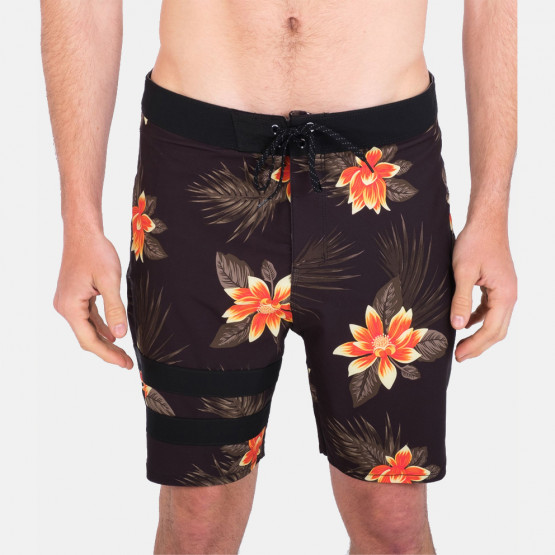 Men Sporty Slim Fit Absorbent Swim Short-Floral Line Style Beach Shorts