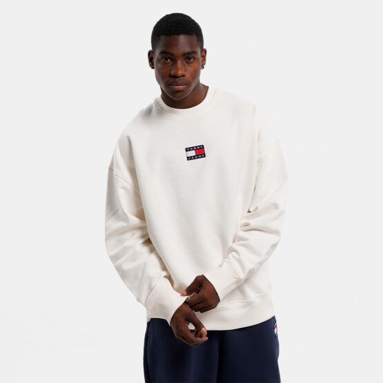 Tommy Jeans Tommy Badge Crew Men s Long Sleeve Blouse White