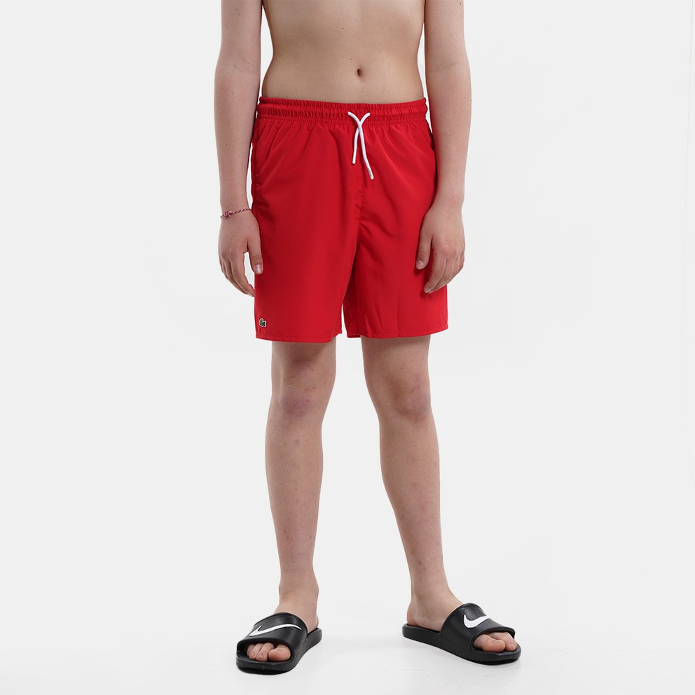Red lacoste swim shorts sales