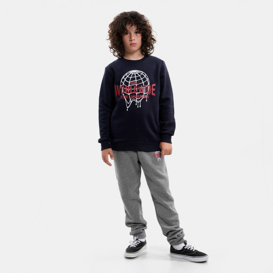 Target Crewneck & Cuffed Print Pants Fleece ''World'' Παιδικό Σετ Φόρμας