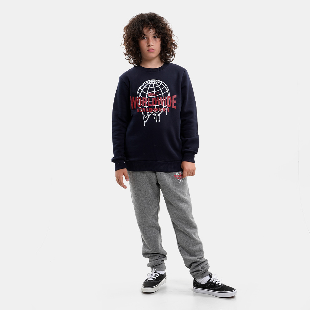 Target Crewneck & Cuffed Print Pants Fleece ''World'' Παιδικό Σετ Φόρμας (9000118348_003)