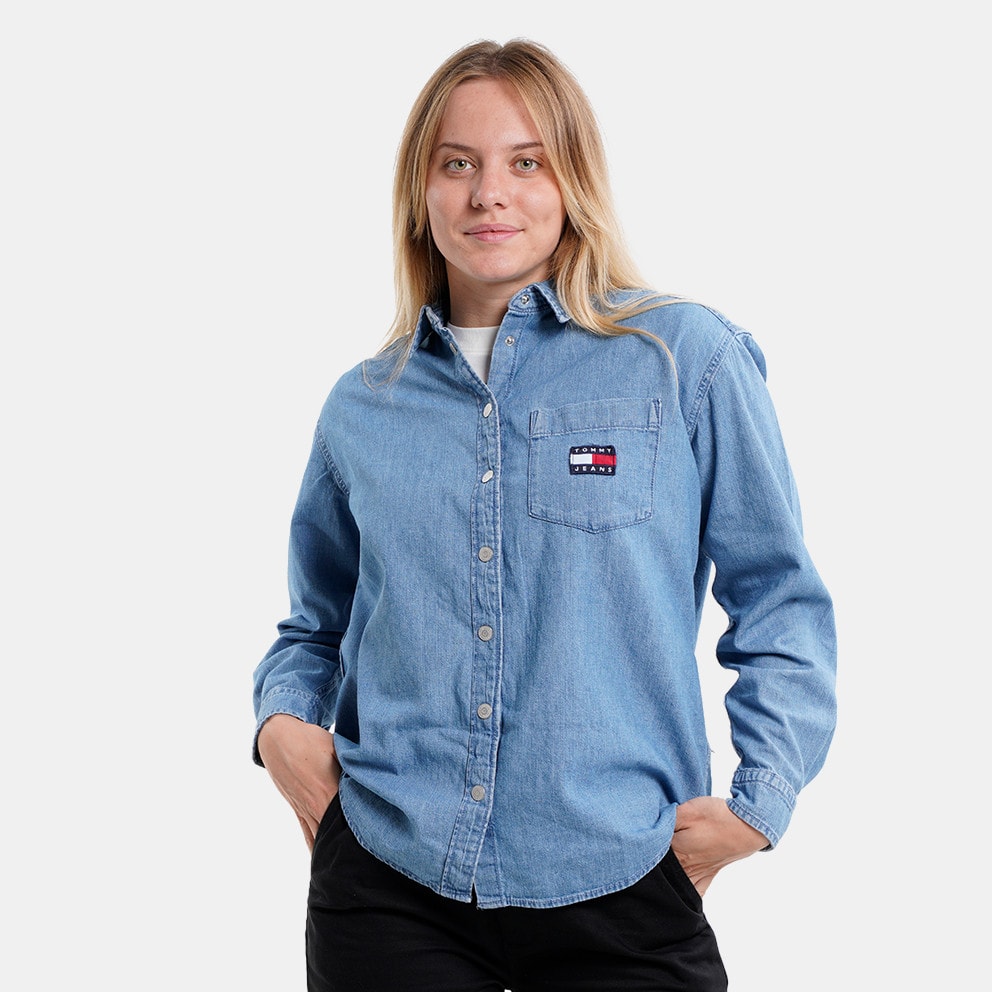 1A5 logo Blue con Tommy Shirt costuras Badge de marino Tommy Curve - Chambray Conjunto Boy lencería sin de Women\'s Hilfiger - DW0DW13713 Jeans azul