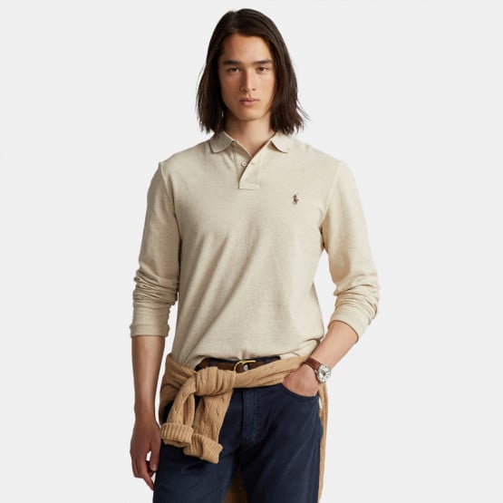 Polo Ralph Lauren Custom Slim Fit Mesh Ανδρική Polo Μπλούζα με Μακρύ Μανίκι