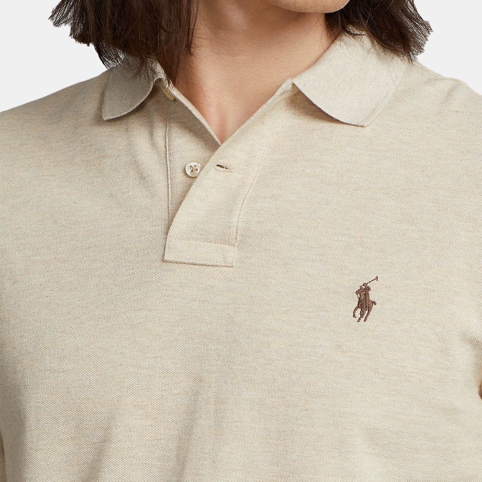 Polo Ralph Lauren Custom Slim Fit Mesh Ανδρική Polo Μπλούζα με Μακρύ Μανίκι