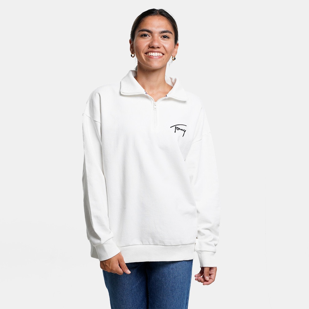 Tommy Jeans Oversized Signature Quarter Zip Γυναικεία Μπλούζα Φούτερ