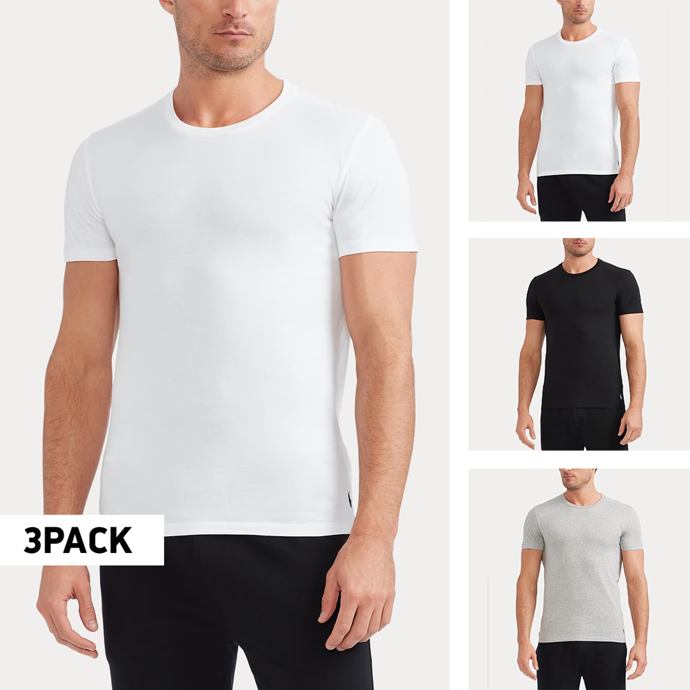 Polo Ralph Lauren 3-Pack Men's T-shirt Άσπρο Μαύρο HTHR 714830304-002