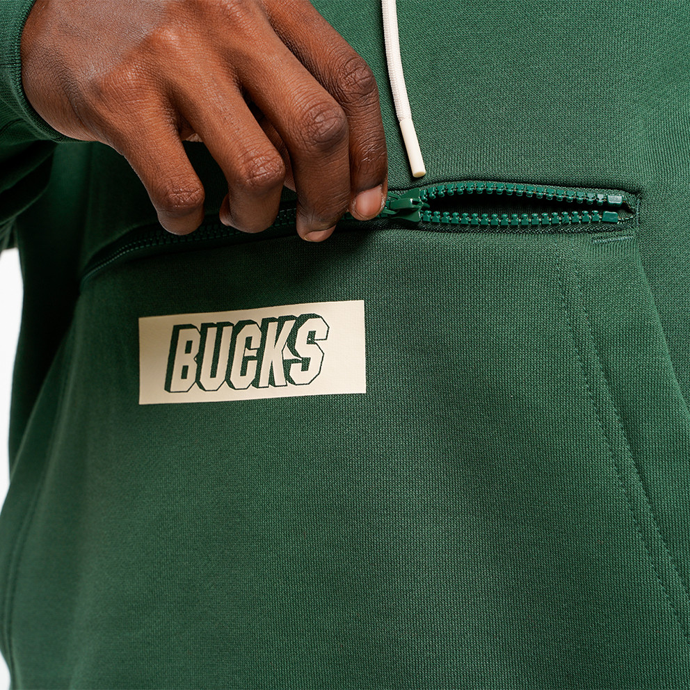 Nike NBA Milwaukee Bucks Courtside Fleece Ανδρική Μπλούζα με Κουκούλα