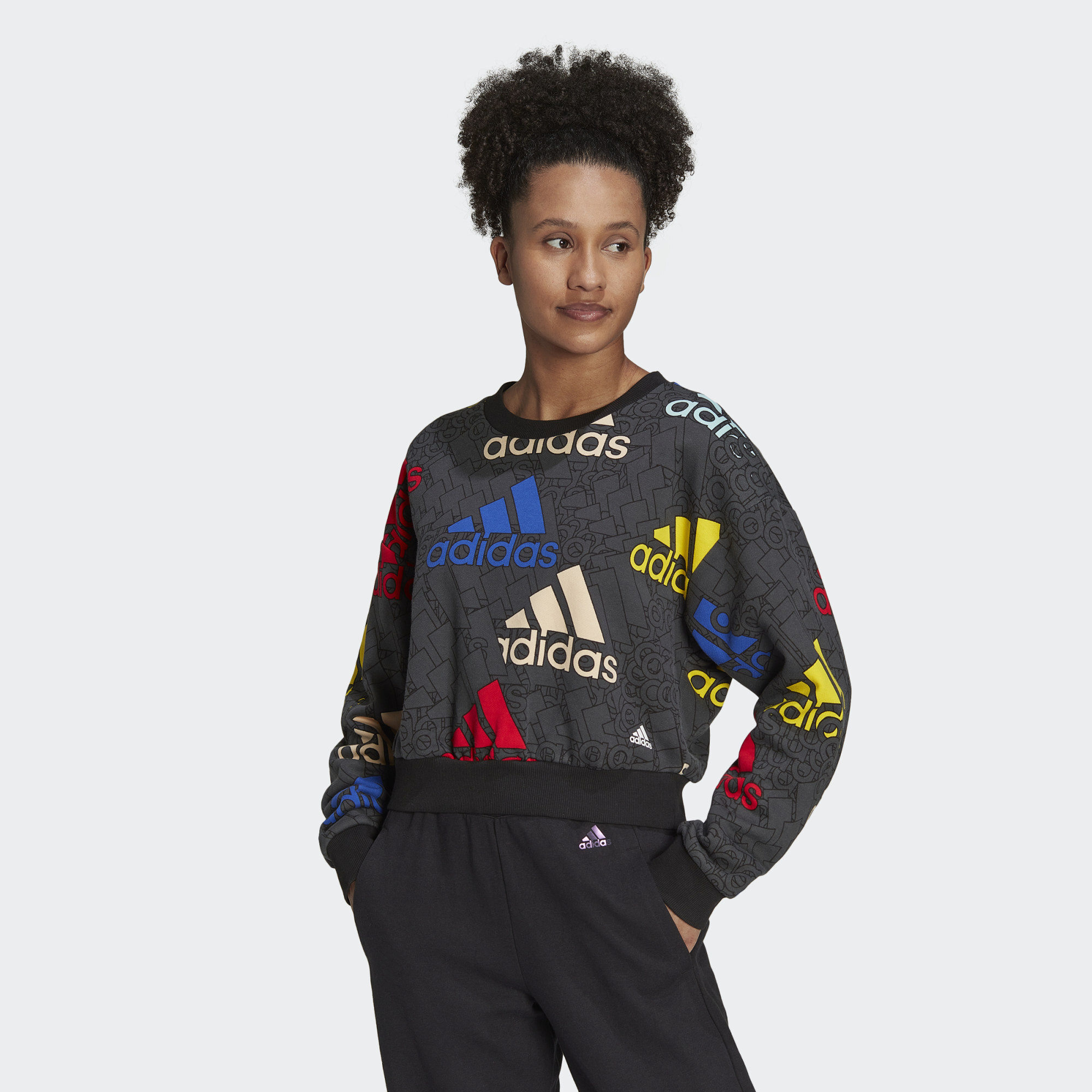 adidas Essentials Multi-Colored Logo Crop Sweatshirt (9000121549_63152)