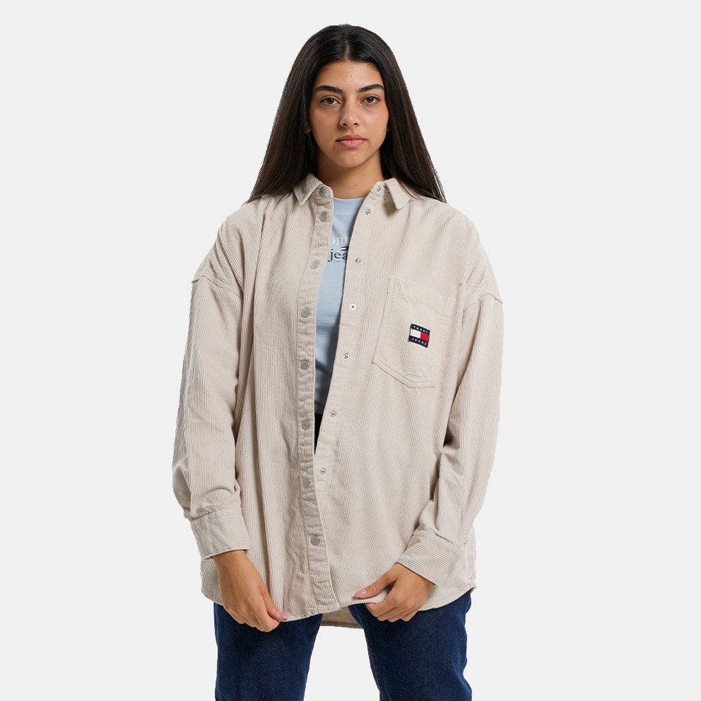 Tommy Jeans Corduroy Oversized Women's Shirt Beige DW0DW14446-ACE