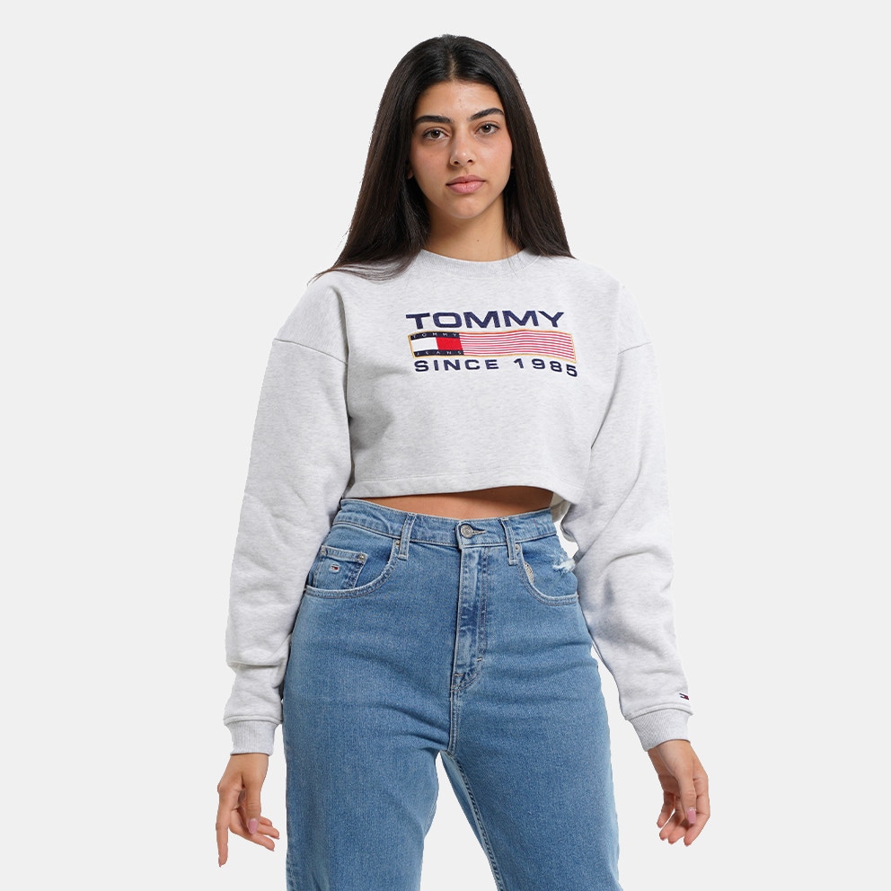 Tommy Jeans Modern Super Cropped Relaxed Women's Sweatshirt Grey DW0DW14801  - PJ4 - new size 11 men tommy hilfiger flag logo usa slides