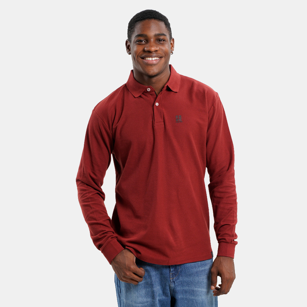 maroon long sleeve polo shirt
