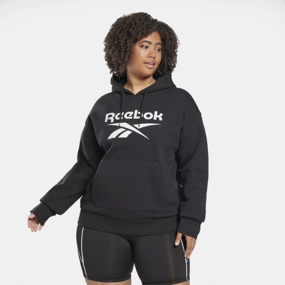 Reebok Identity Logo Fleece Pullover Plus Size Γυναικεία Μπλούζα με Κουκούλα