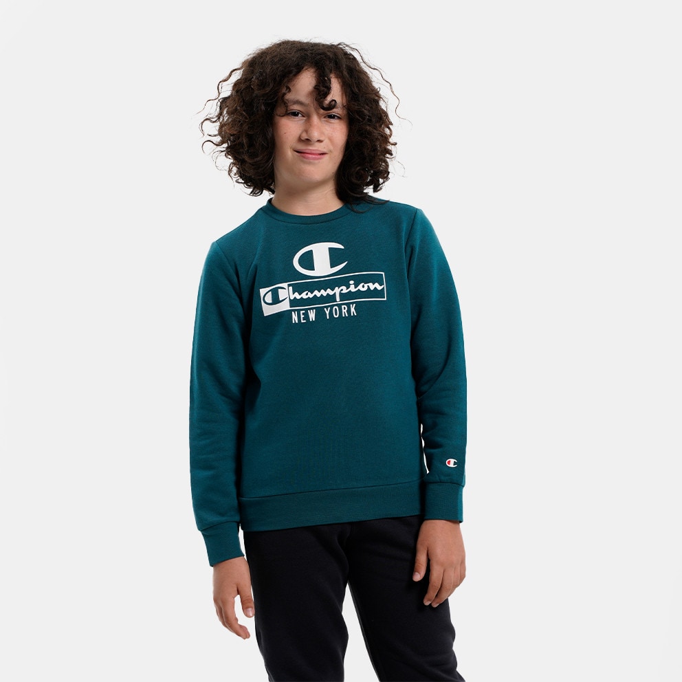 Casablanca Diamond-embroidered patch relaxed hoodie - Champion Crewneck Kids'  Sweatshirt Blue 306172 - GS549