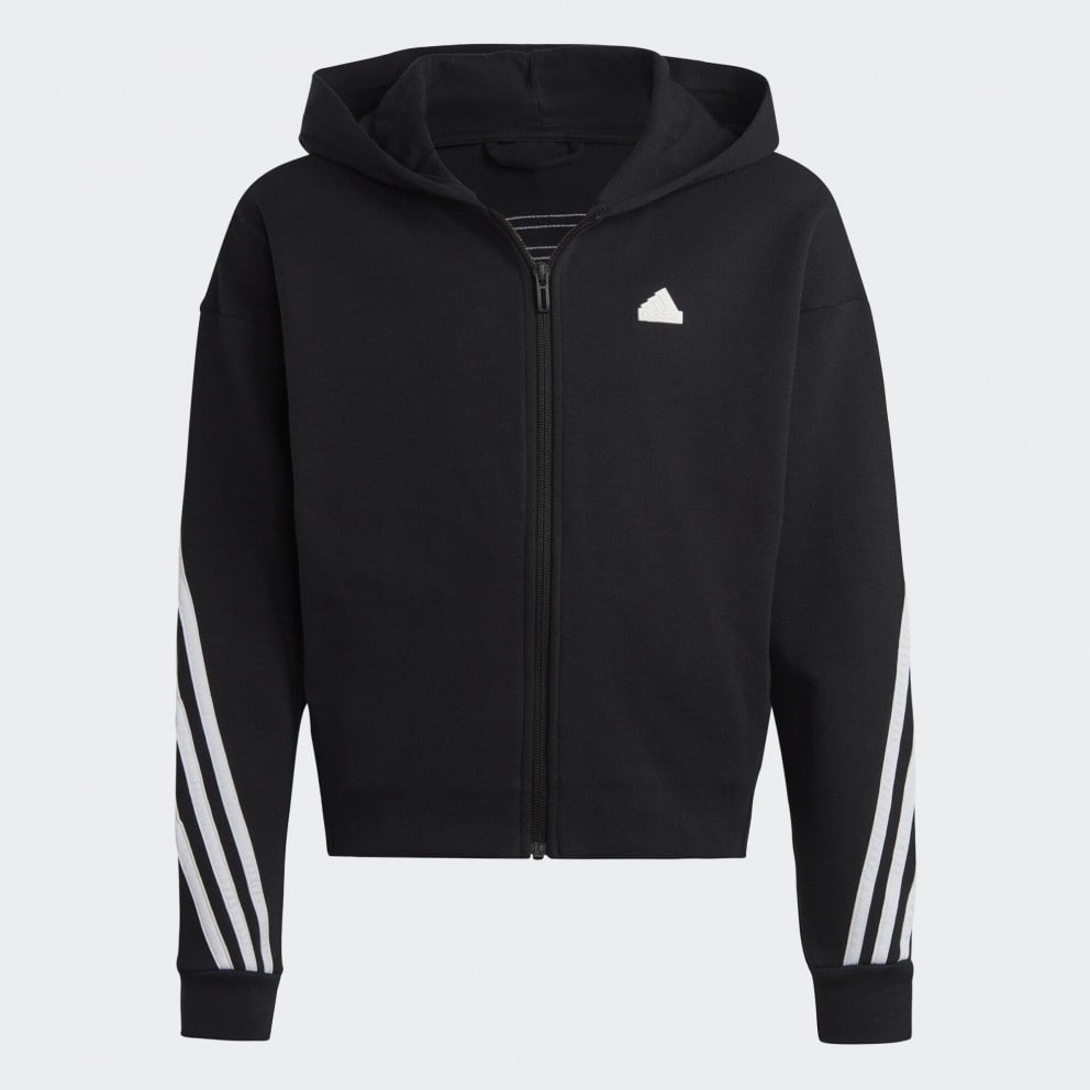 adidas Future Icons 3 Stripes Full Zip Hoodie Black White IC0118