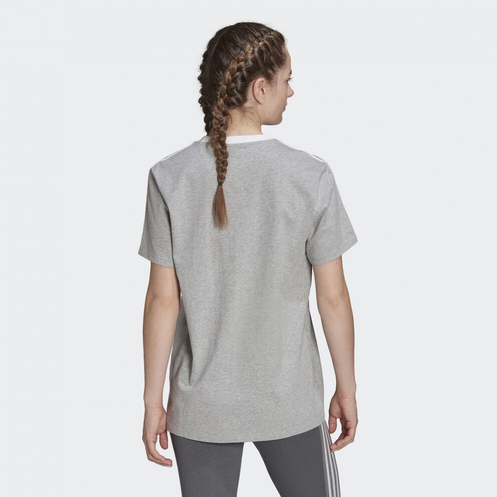 Adidas grey 3 stripe t shirt discount