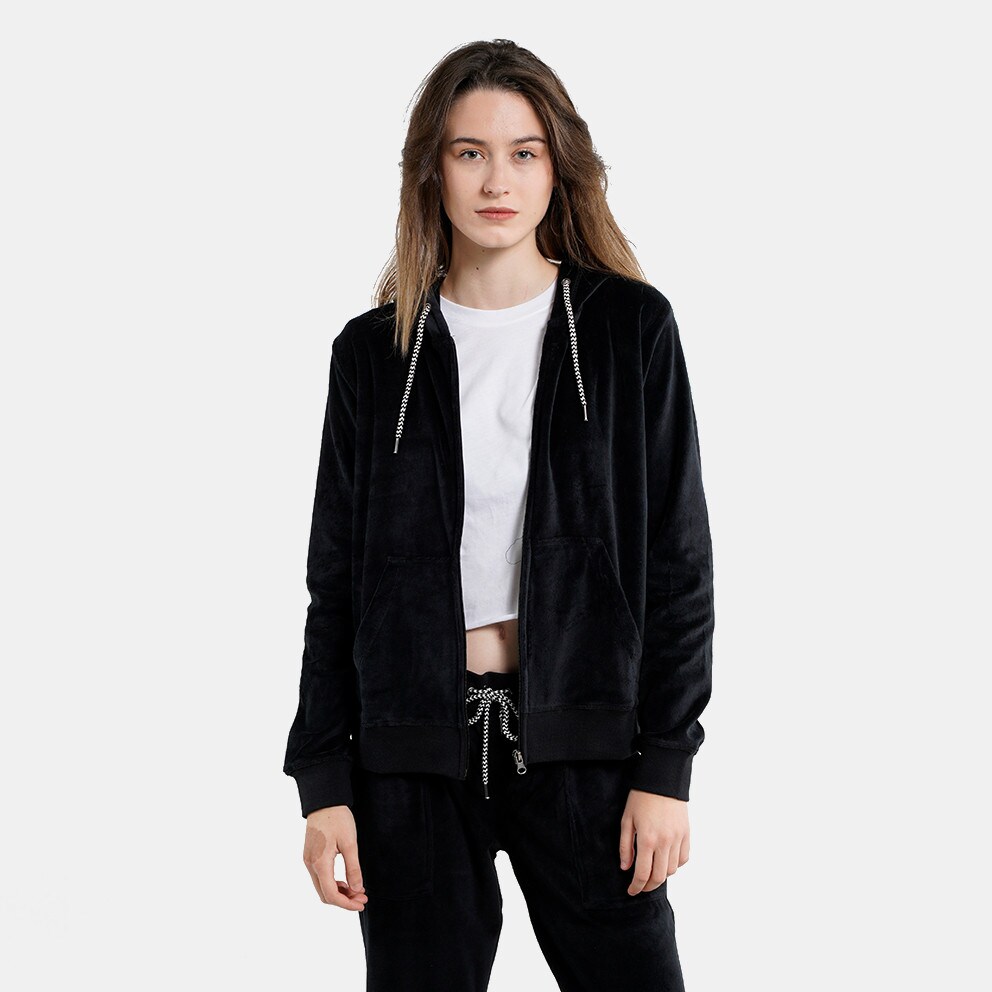 Body Action Women s Velour Hoodie Jacket Black 071234 01 For Victoria s Secret PINK Wear Everywhere T Shirt Lightly Lined Bra