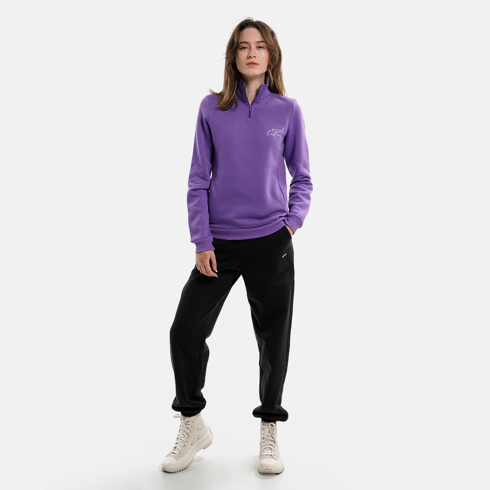 Target Zip Neck Fleece ''Social" Γυναικεία Μπλούζα Φούτερ