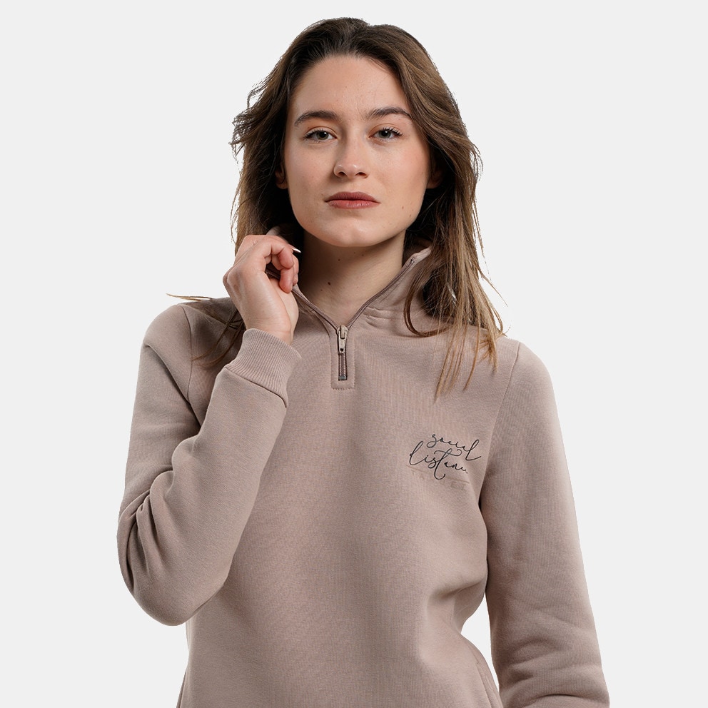 Target Zip Neck Fleece ''Social" Γυναικεία Μπλούζα Φούτερ