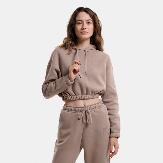 Target Loose Fleece "Moment Loose" Γυναικεία Cropped Μπλούζα με Κουκούλα