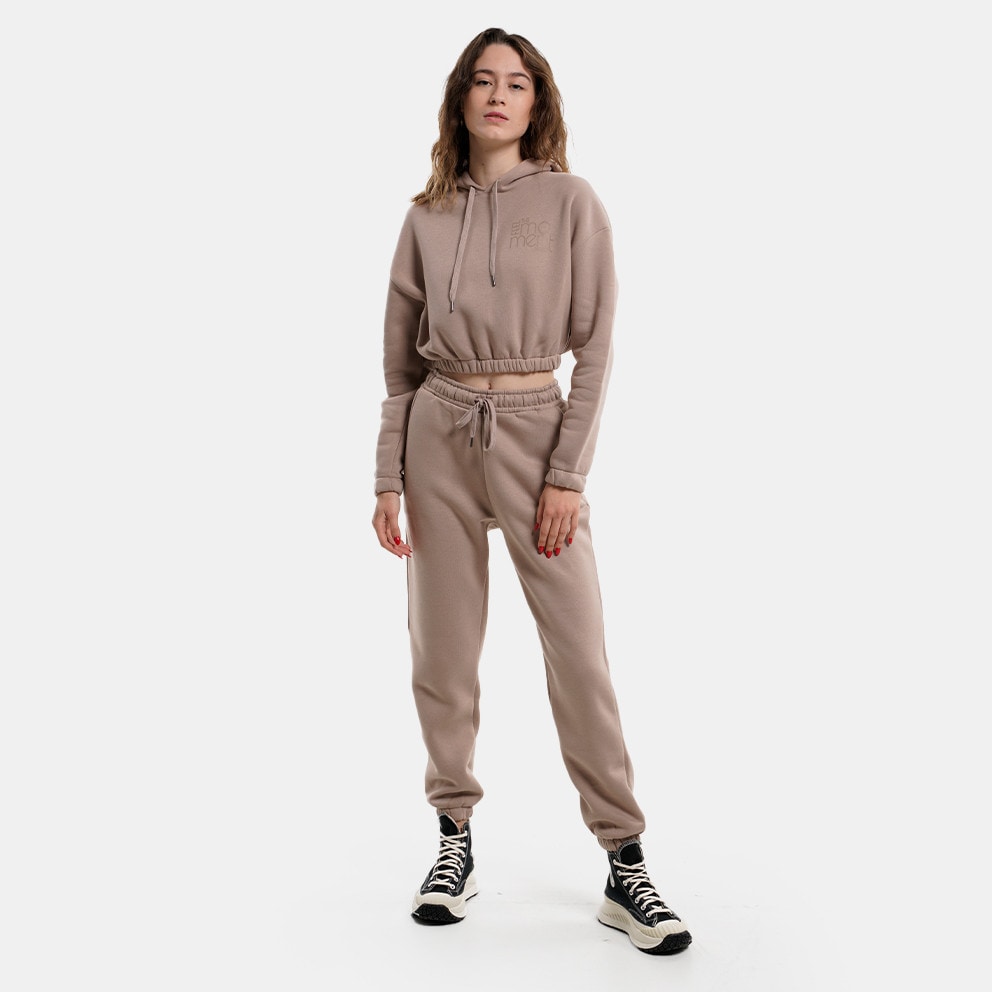 Target Loose Fleece "Moment Loose" Γυναικεία Cropped Μπλούζα με Κουκούλα