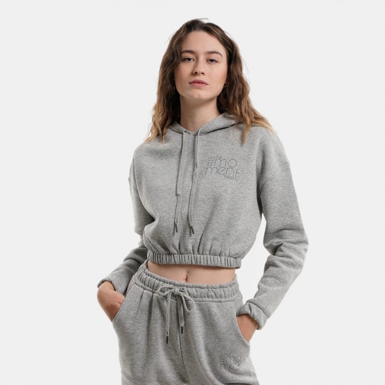 Target Loose Fleece "Moment Loose" Γυναικεία Cropped Μπλούζα με Κουκούλα