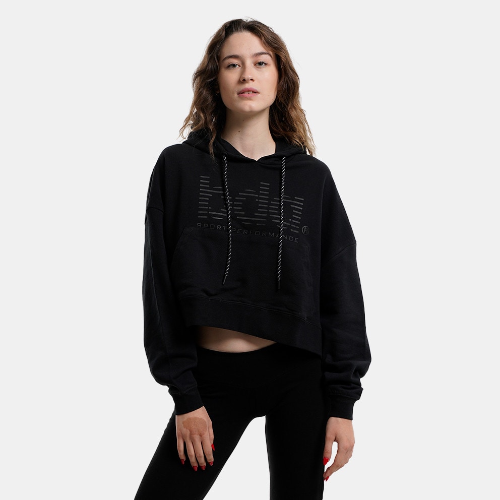 Body Action Γυναικεία Oversized Cropped Μπλούζα με Κουκούλα (9000120403_1899)