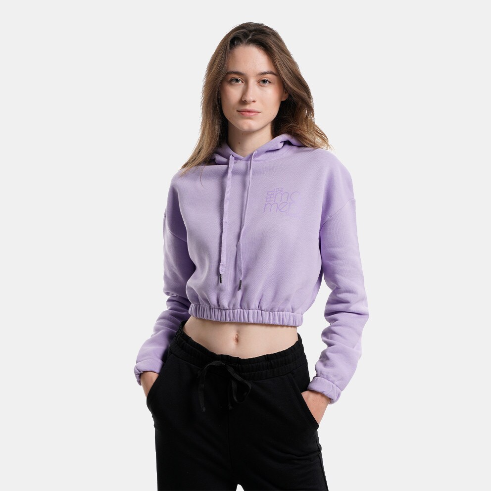 Target Loose Fleece "Moment Loose" Γυναικεία Cropped Μπλούζα με Κουκούλα