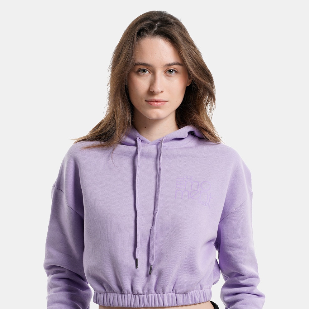 Target Loose Fleece "Moment Loose" Γυναικεία Cropped Μπλούζα με Κουκούλα