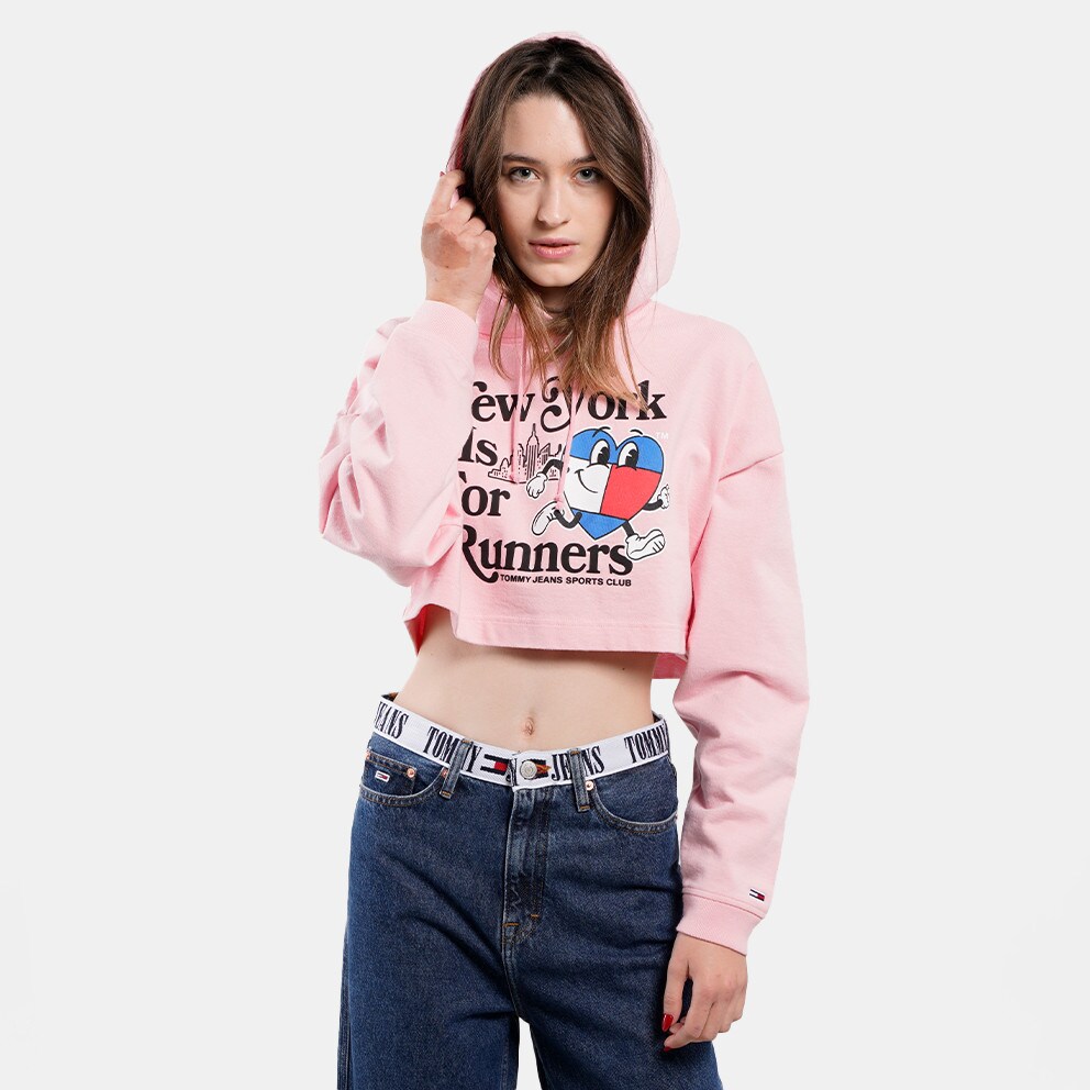 Tommy Jeans Spr Cropped Sportees Runners Γυναικεία Μπλούζα με Κουκούλα