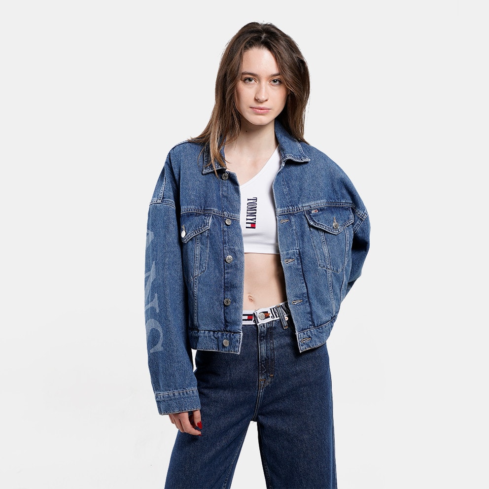 Tommy Jeans Oversize Wide Sleeve Women's Denim Jacket Blue DW0DW14833 -  Blusão Moletom Tommy Verde Kampala - 1A5