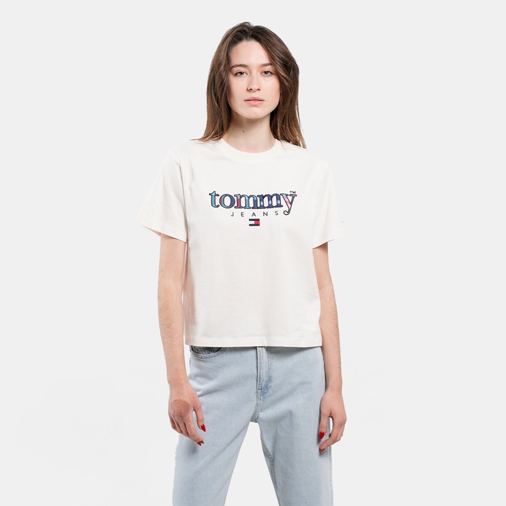 shirt Mournful DW0DW14915 - YBH - Tommy Jeans Tartan 1 Women\'s T - Tommy  Hilfiger Short en coton avec drapeau