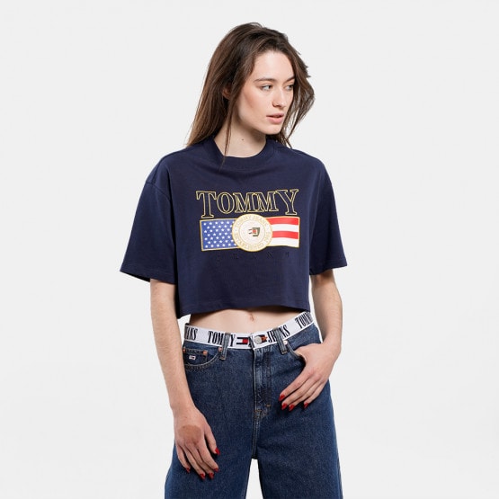 C87 - Tommy Jeans Jersey Women's Cropped T - shirt Blue DW0DW14920 - Hilfiger 1791684 Orologio sunray con bracciale argento