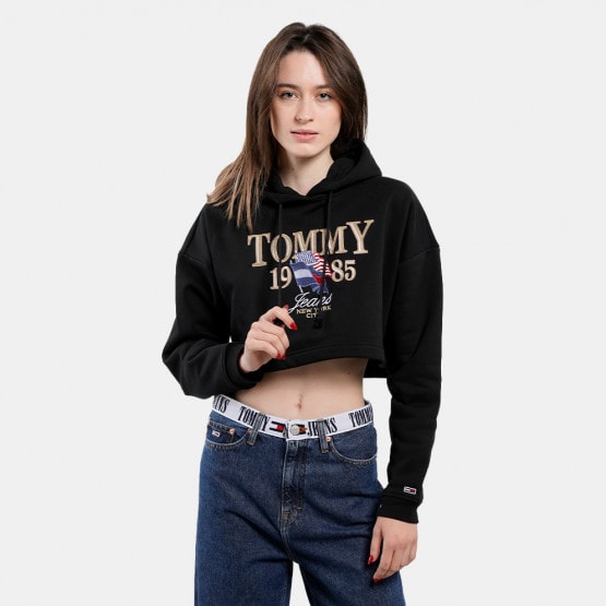 Tommy Jeans Cropped Tj Luxe 3 Γυναικεία Μπλούζα με Κουκούλα