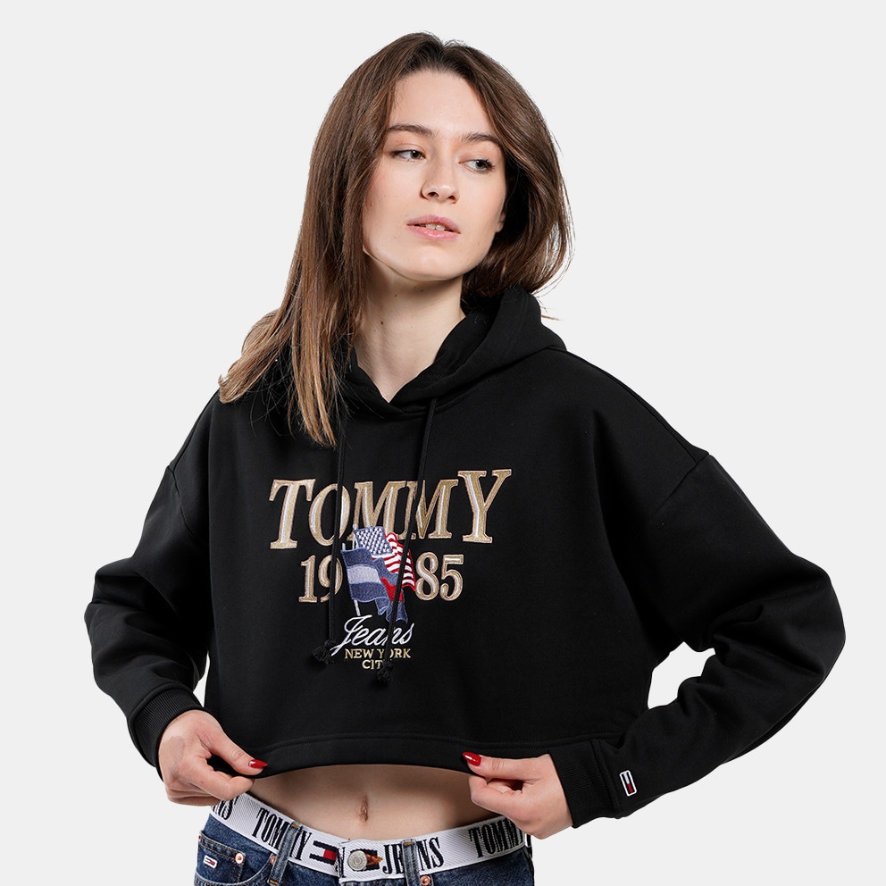 Tommy Jeans Cropped Tj Luxe 3 Γυναικεία Μπλούζα με Κουκούλα