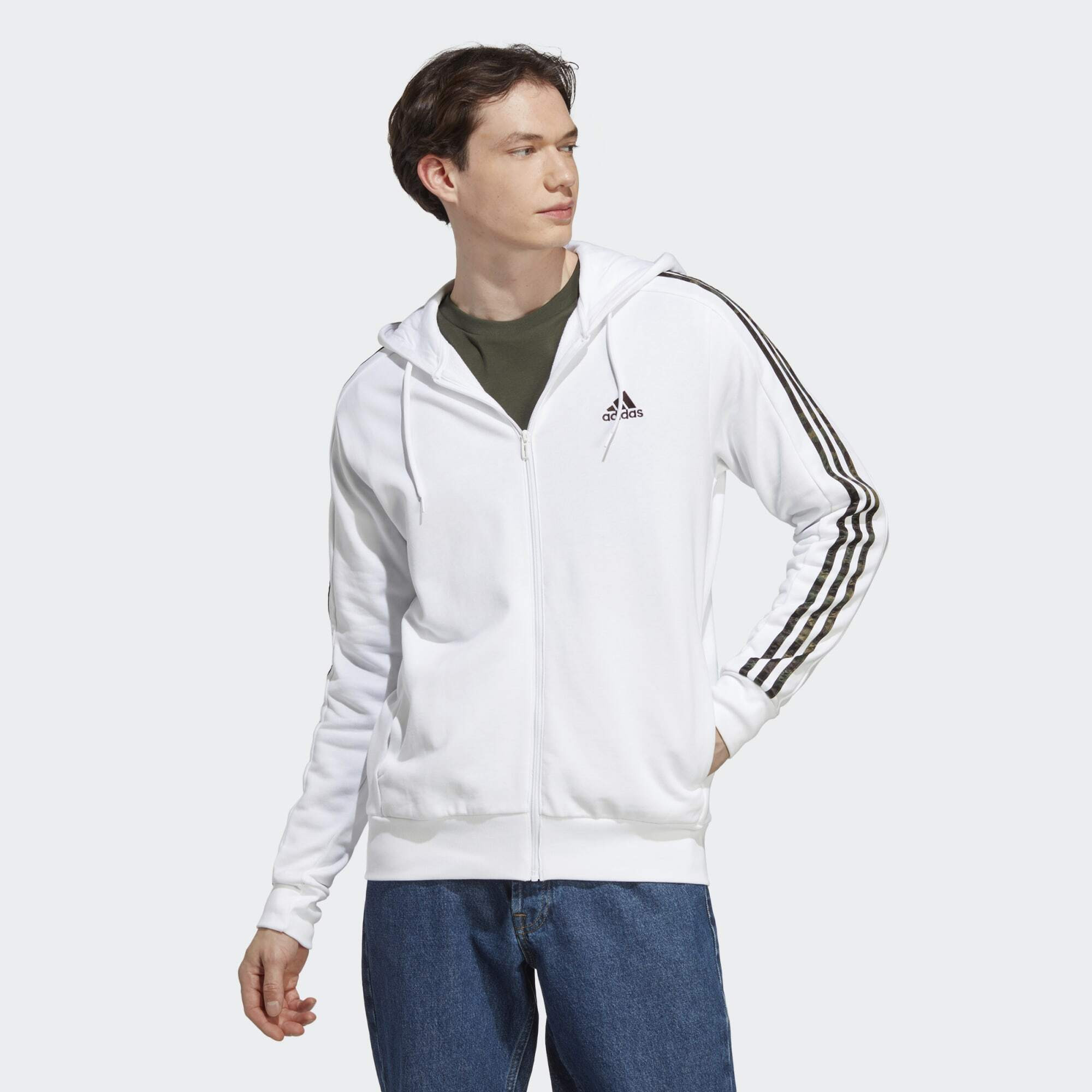 adidas Essentials French Terry 3-Stripes Full-Zip Hoodie (9000141200_68035)