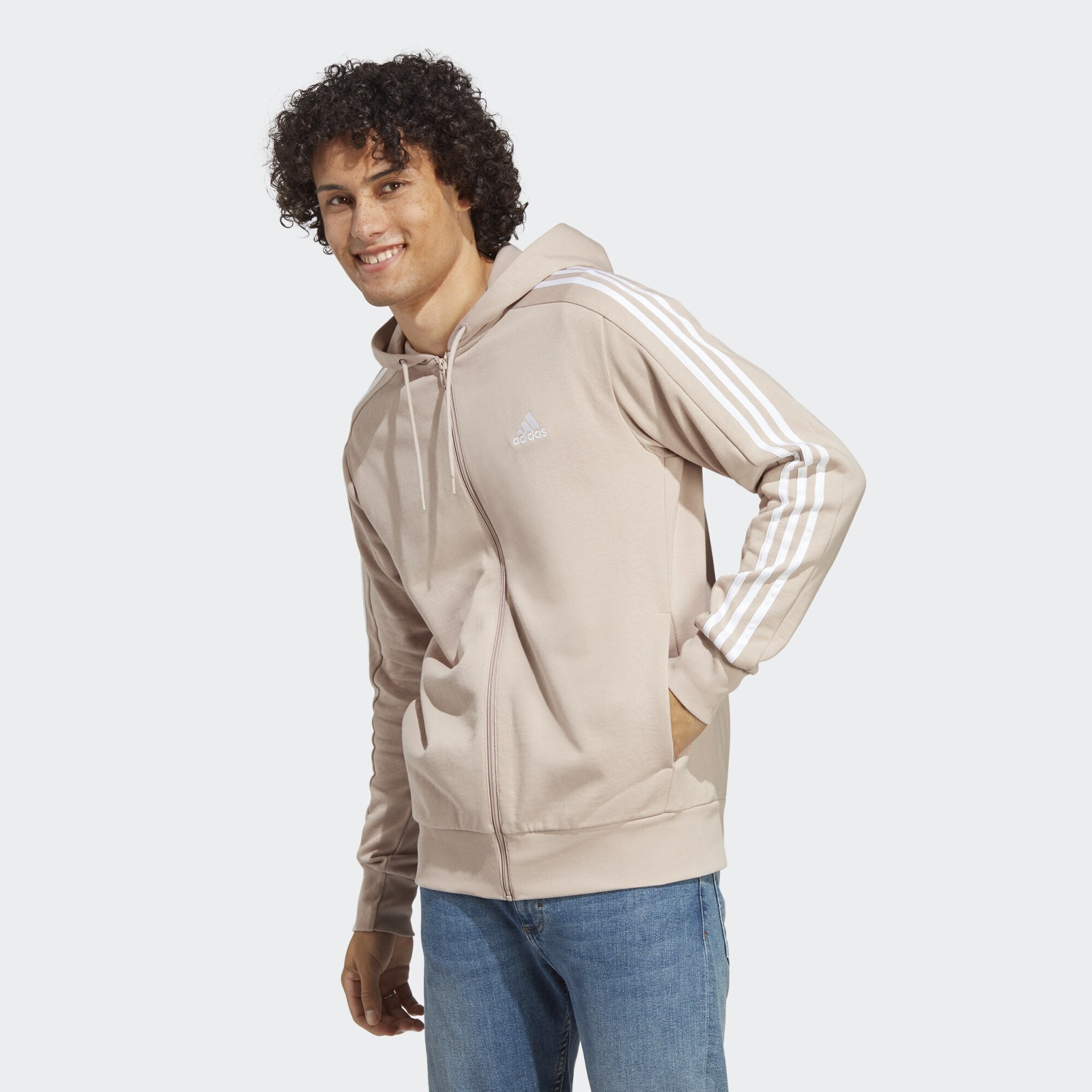 adidas Essentials French Terry 3-Stripes Full-Zip Hoodie (9000141202_66284)