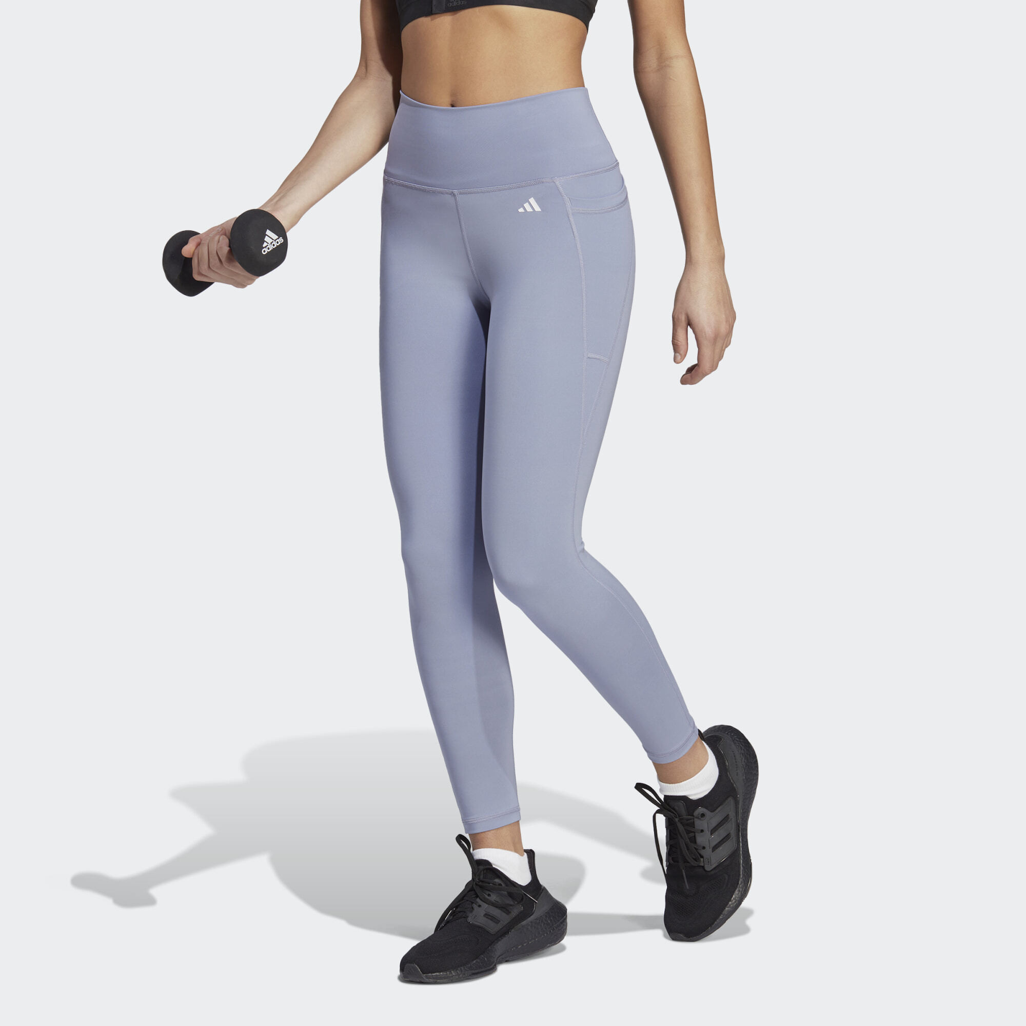 adidas football Optime Stash Pocket High - Waisted 7/8 Leggings Silver Violet HR5442 - adidas football aq0421