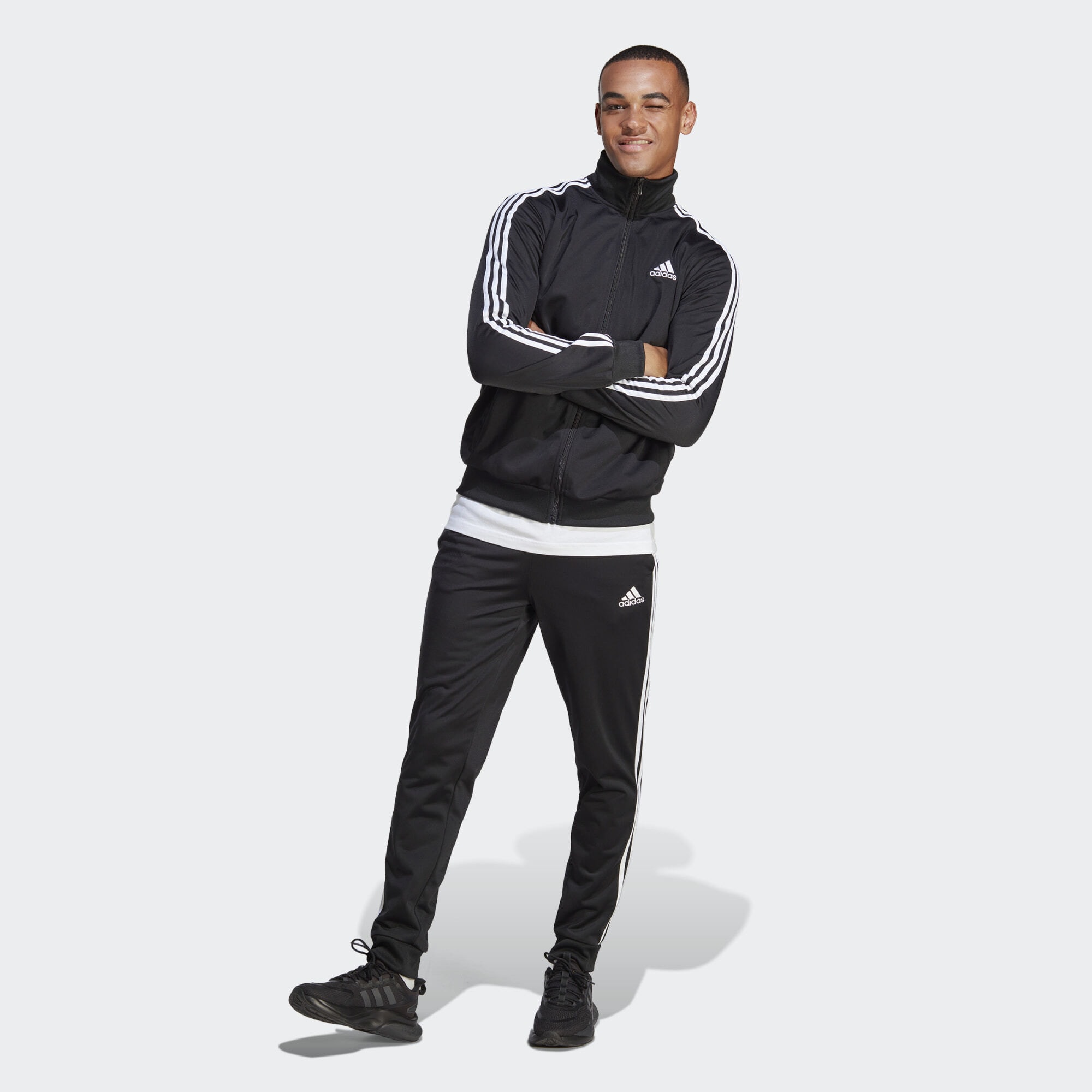 adidas Elastic Waistband AOP 3-Stripe Tricot Jogger - Black