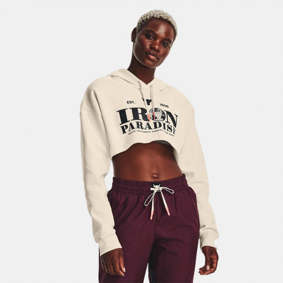 Under Armour Project Rock  Crop Fleece Γυναικεία Μπλούζα με Κουκούλα