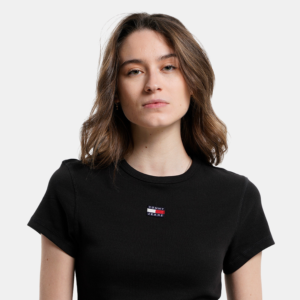 shirt Black DW0DW15641 - BDS - Tommy Hilfiger corp stripe box logo t-shirt  in navy - Tommy Jeans Badge Women's T