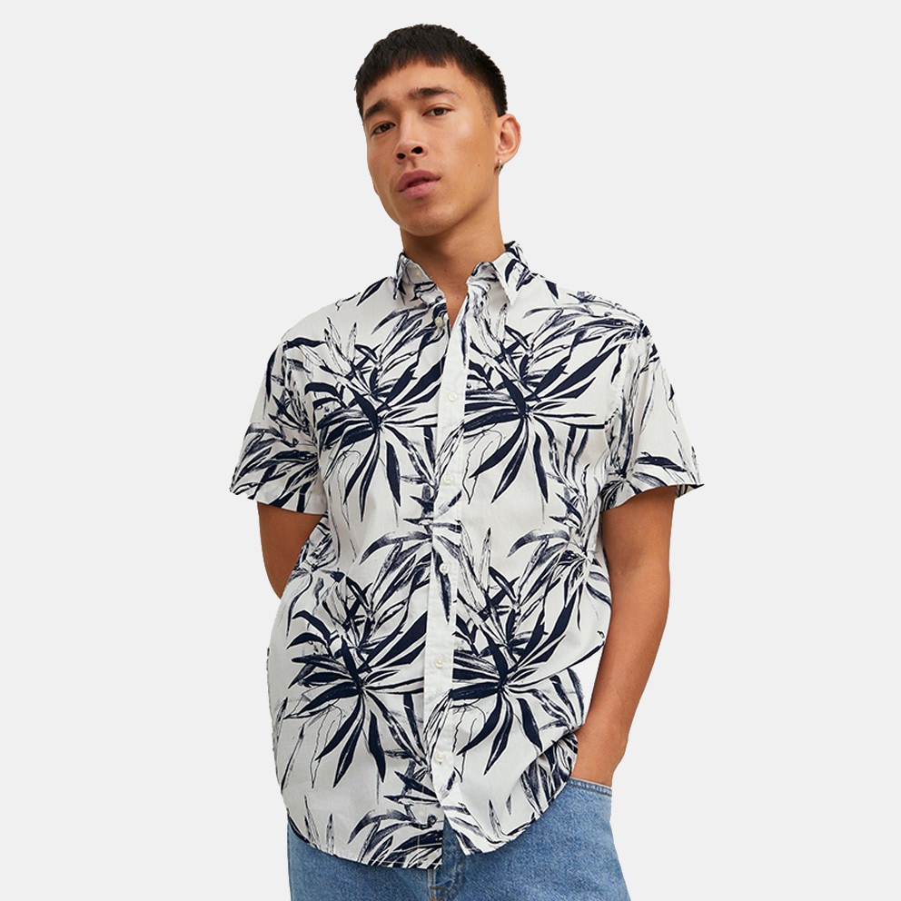 Jack Jones Jorcrayon Men s Short Sleeve Shirt White Blue 12227680 11 4201 TCX