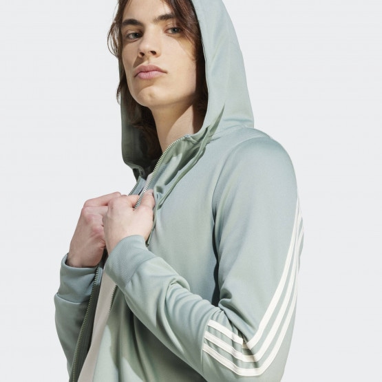 Adidas originals hoodie with shoulder 3 hotsell stripes green