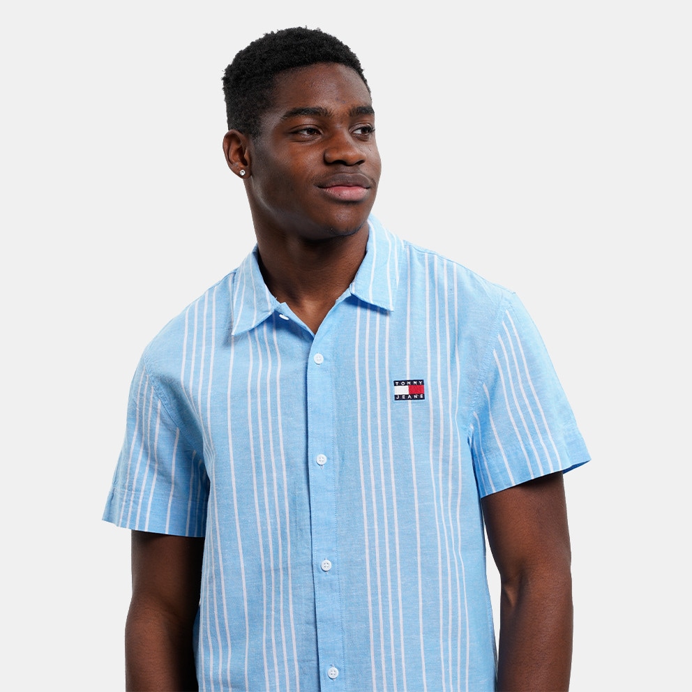 CY7 Tommy Jeans Linen Mini Stripe Men s Shirt Blue DM0DM15926